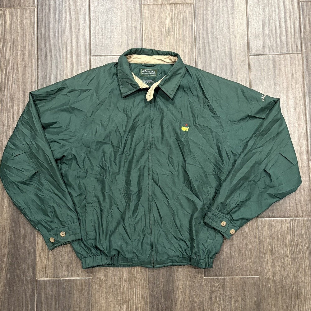 Vintage  Masters Collection Green Golf Windbreaker Jacket Large Men's Full Zip